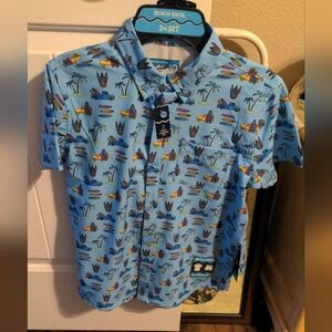 Beach Bros Kids' Light Blue Surf Print Button-Down Shirt